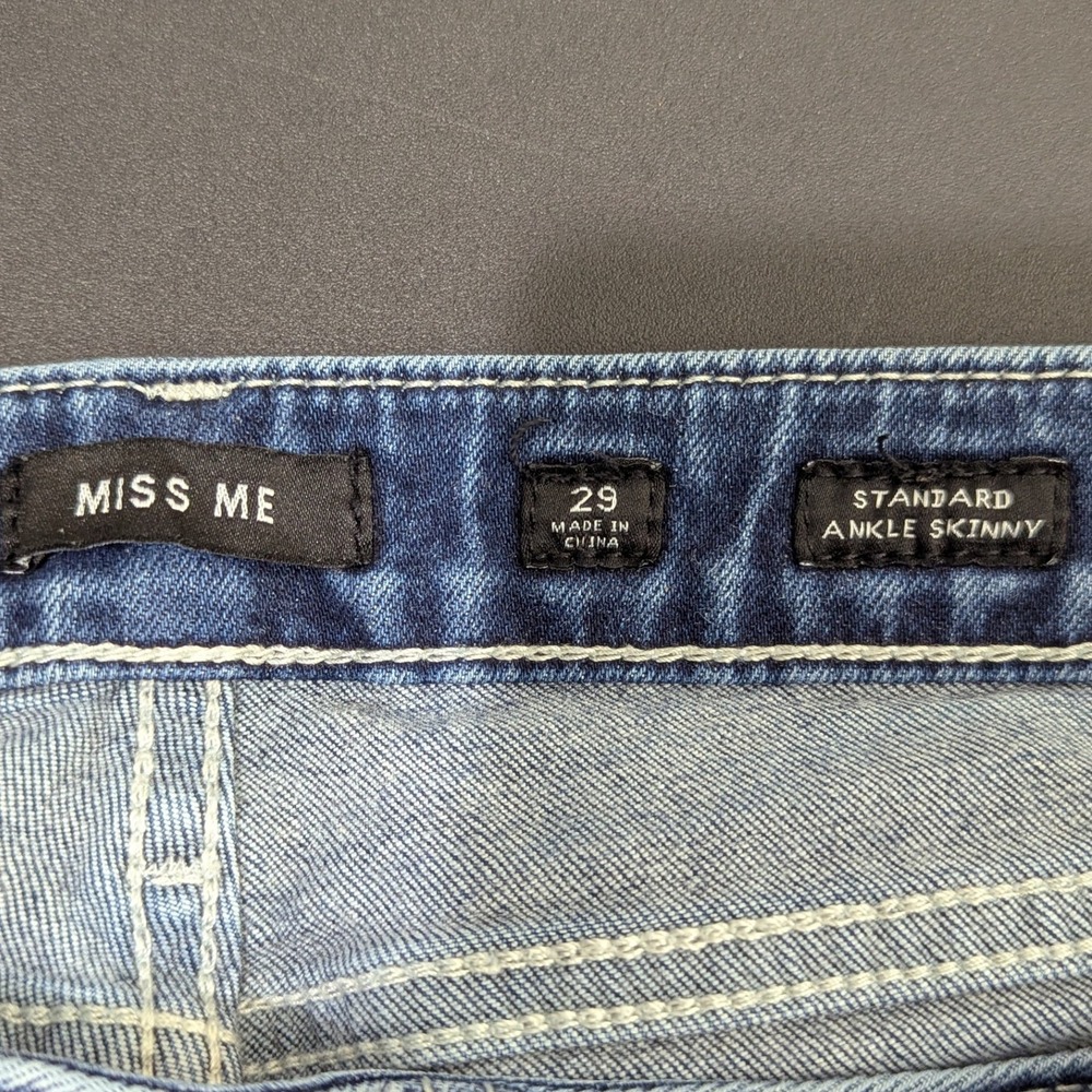 Miss Me Ankle Skinny Jeans Distressed Denim Standard Fit Women's 29 (Fits 29x27) - Picture 4 of 11
